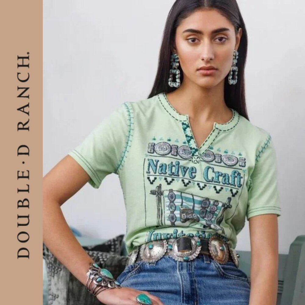 NWT Double D Ranch Native Craft Invitational Top Boho Western Bohemian Casual